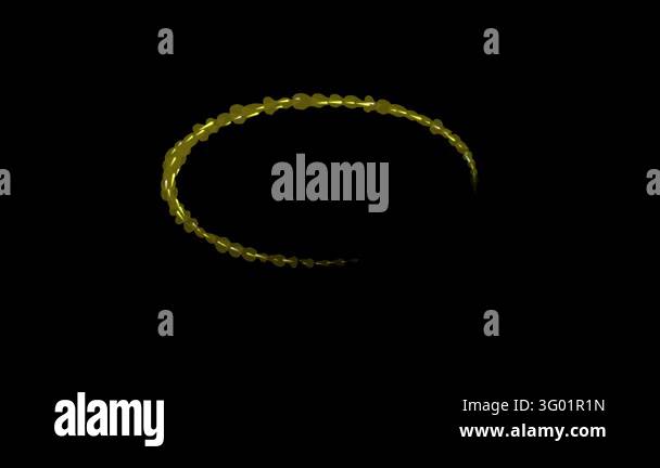 Seamless loop animation of a glowing yellow particle ring spinning in a ...