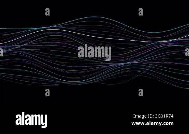 Abstract glowing light waves flowing smoothly across a dark background ...