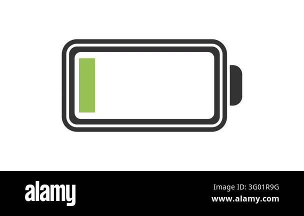 Minimalist battery charging animation. Flat graphic battery icon ...