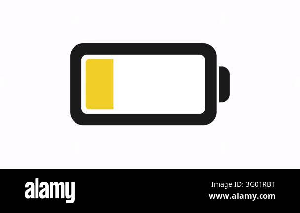 Loopable battery charging status icon animation. Power cell level ...