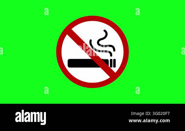 No Smoking Sign Icon Animation on Green Screen Background Stock Video ...