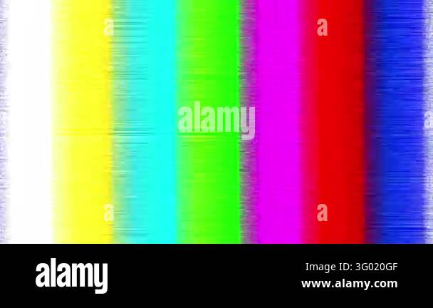 Old television color bars with static texture glitch and noise ...