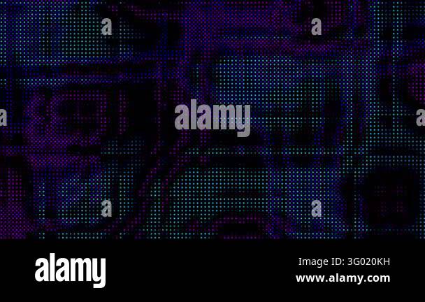 Animated abstract technology random dots and grid 4K on black ...