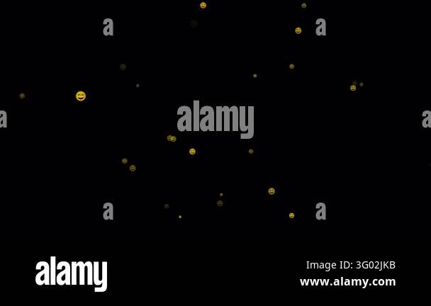 Animated laughing face emoji icons floating and moving through space ...