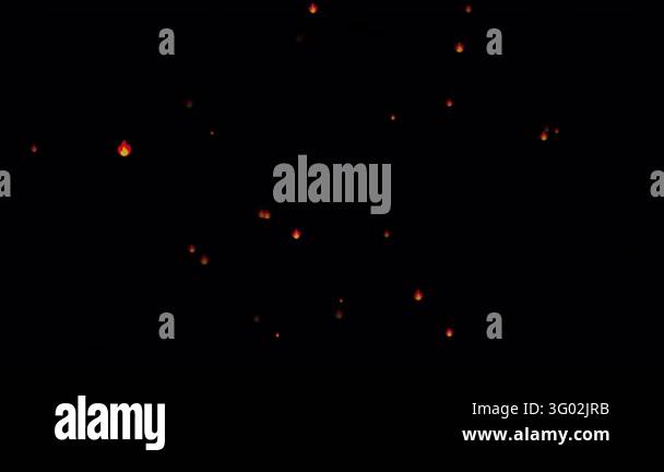 Animated fire emoji icons floating and drifting in space, scattered red ...