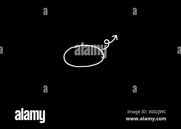 Oval speech bubble with curled upward arrow, hand drawn doodle outline ...