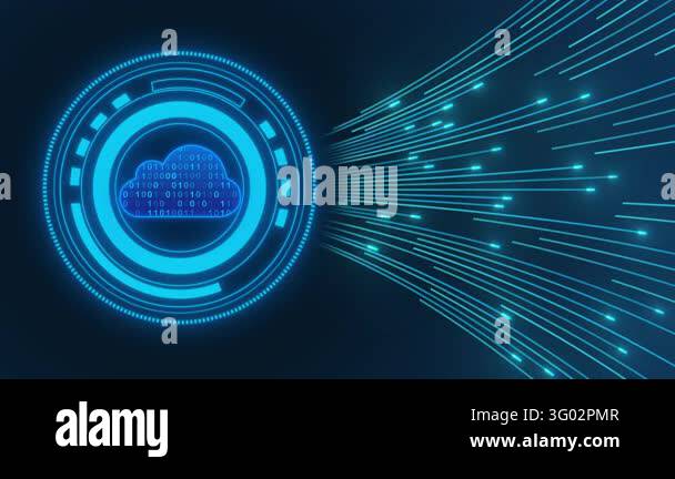 Digital Technology Cloud Concept In Dark Background Stock Video Footage ...