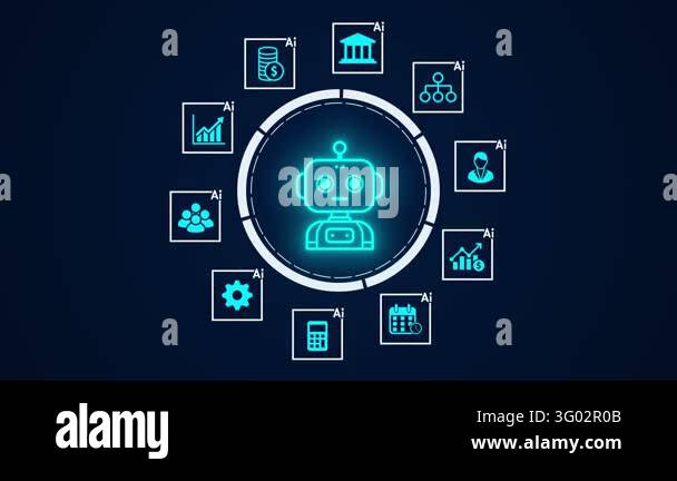 Data analysis technology with artificial intelligence icons in a ...