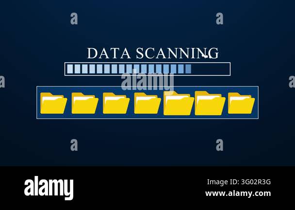 Data scanning progress displayed with a loading bar showing completion ...