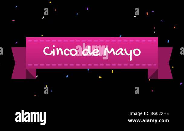 Cinco de Mayo ribbon banner text animation on a ribbon banner with ...