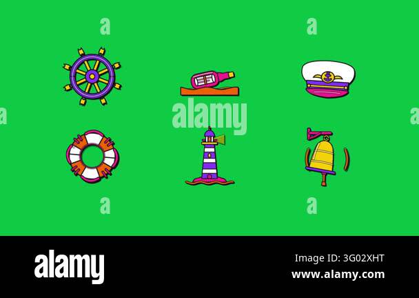 Pop art comic style icon set animation: a set of 6 nautical and sailing ...