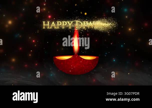 Happy Diwali text animation of diya lamp, Indian lights festival video ...