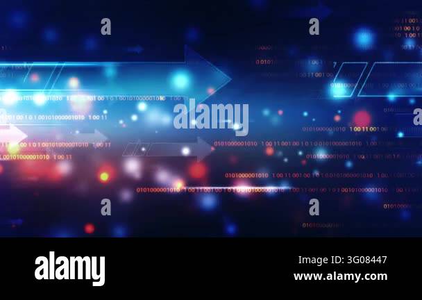 Abstract Digital Technology Background with Binary Code and Moving ...