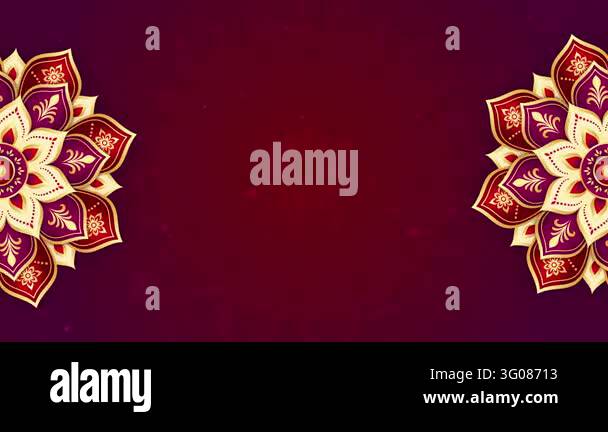 Red Gradiend Background Seamless Loop Ornamental Mandala Background Animation with Gold Floral ...