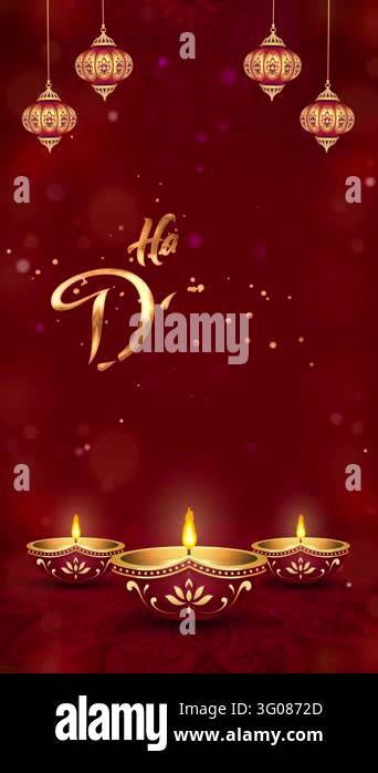 Happy Diwali Vertical Animated Greeting Video with Golden Calligraphy ...
