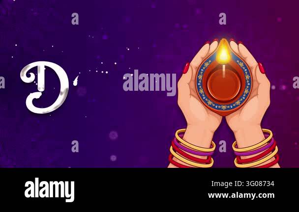 Happy Diwali Animated Handwriting Lettering Reveal with Silver ...