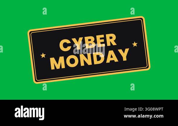 Black and gold rubber stamp reading Cyber Monday slams down with a ...