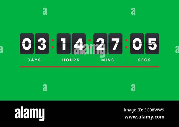 Black split-flap countdown clock with days hours minutes and seconds ...