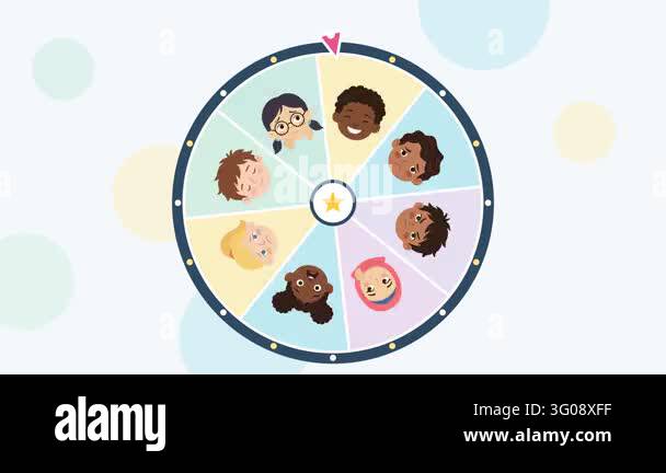 Emotion spinner wheel for kids landing on happy with cute cartoon faces ...