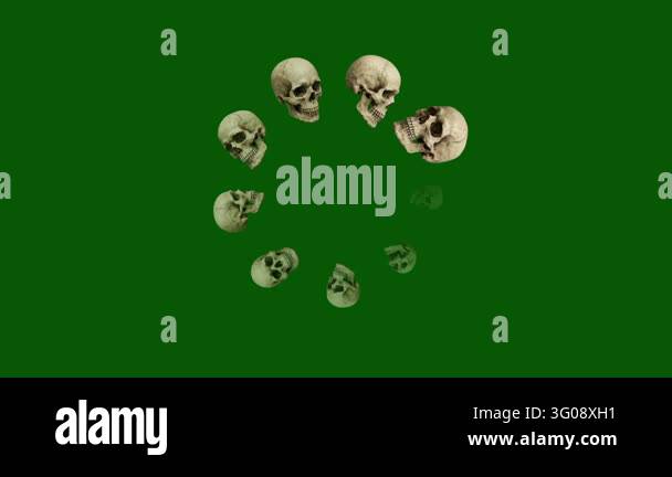 Circular Buffering with Human Skull Shapes on Green Screen Background ...