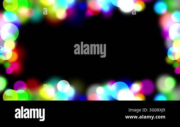 Colorful Bokeh Lights Decorative Frame on Plain Black Background ...