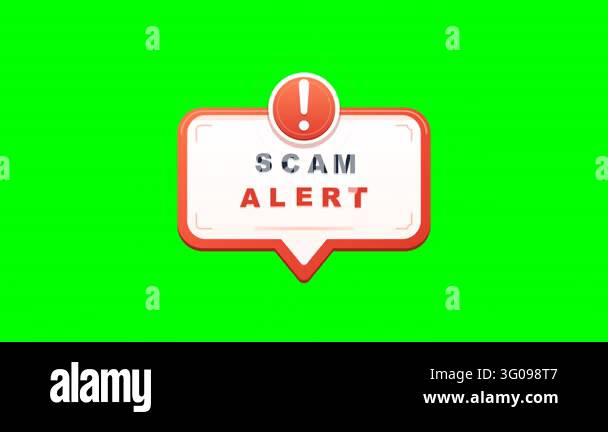 Animated digital notification pop-up displaying 'Scam Alert' with an ...