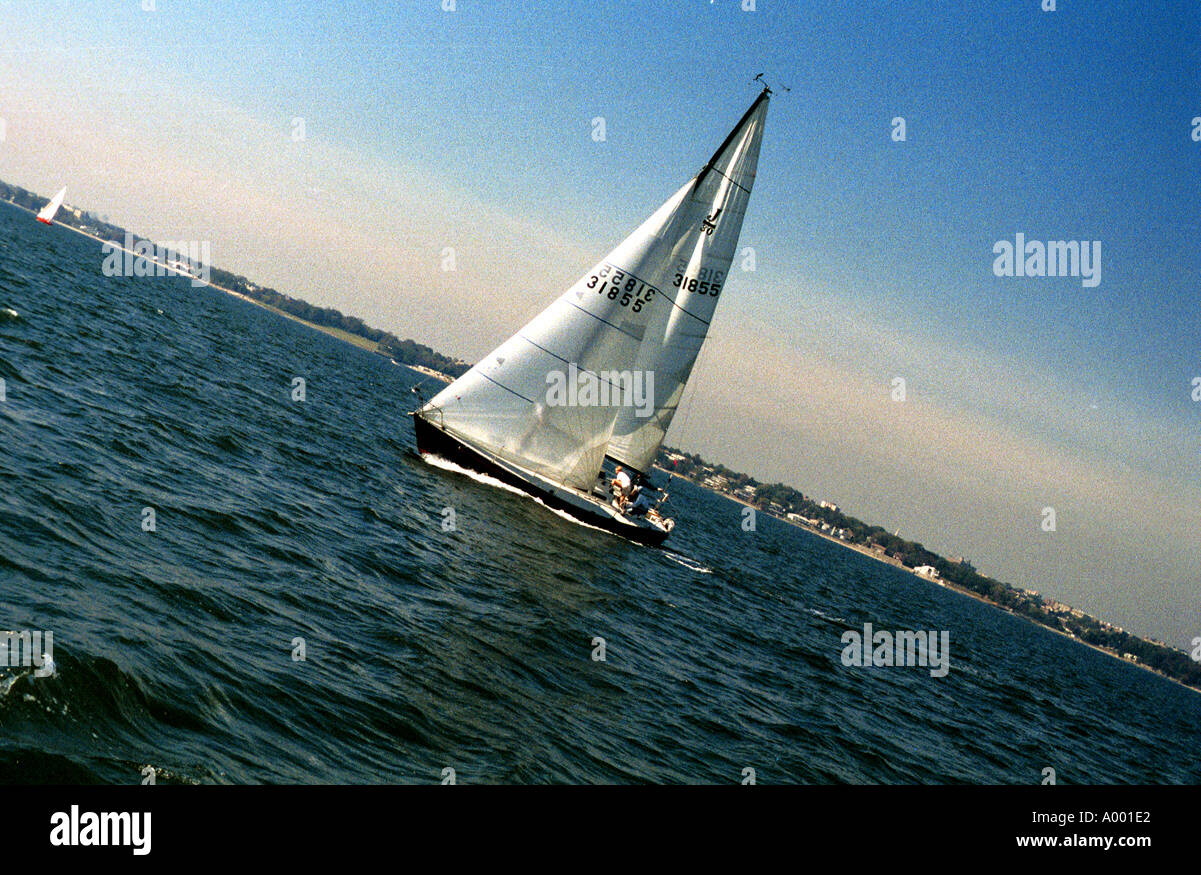 racing sail boat Stock Photo