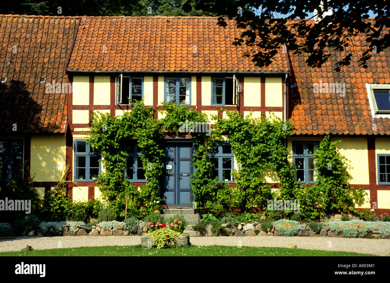 Aero Denmark Danish Half Timber Farm House Stock Photo Alamy