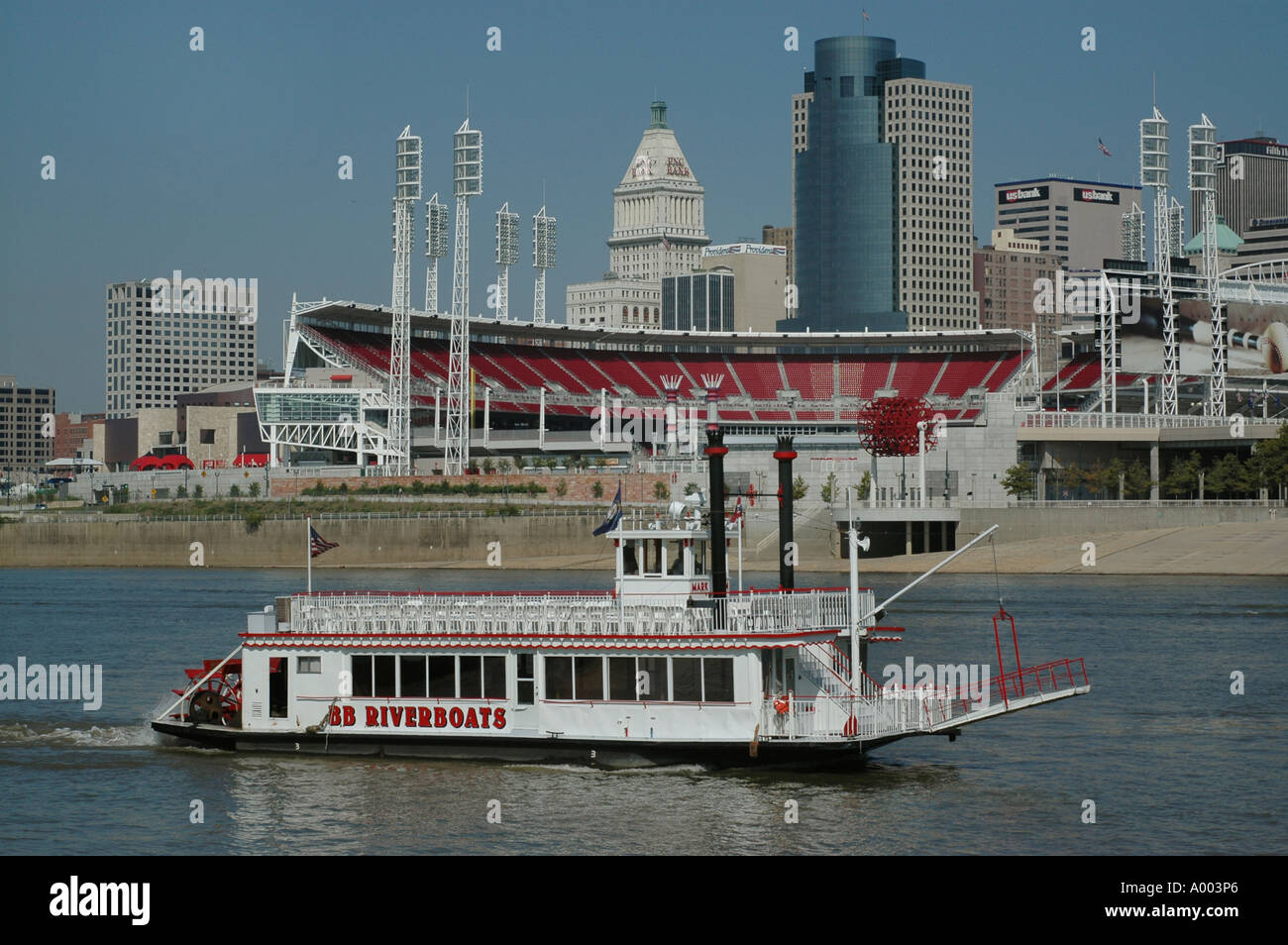 Cincinnati ohio downtown river riverboat paddlewheel tallstacks boat