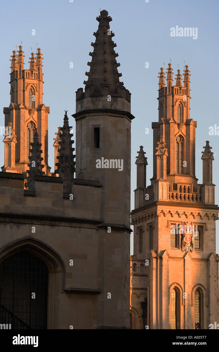 Sunset over the dreaming spires of All Soul's College Oxford Stock Photo