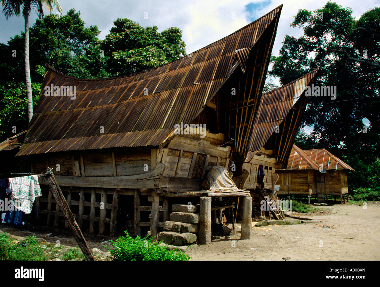 Sumatra Indonesia Traditional Style Stilt Houses Stock Photo Alamy