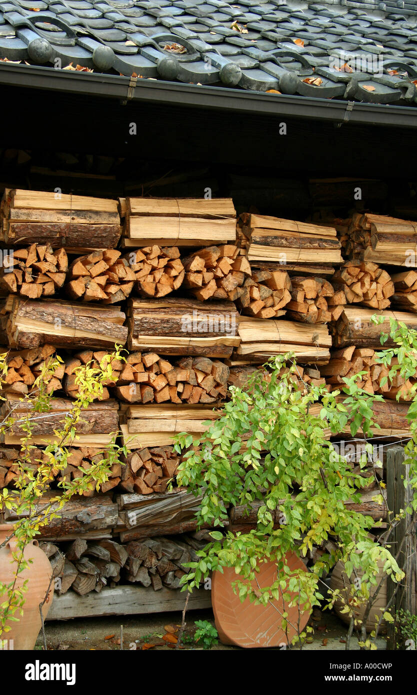 Japanese Wood Pile Stock Photo