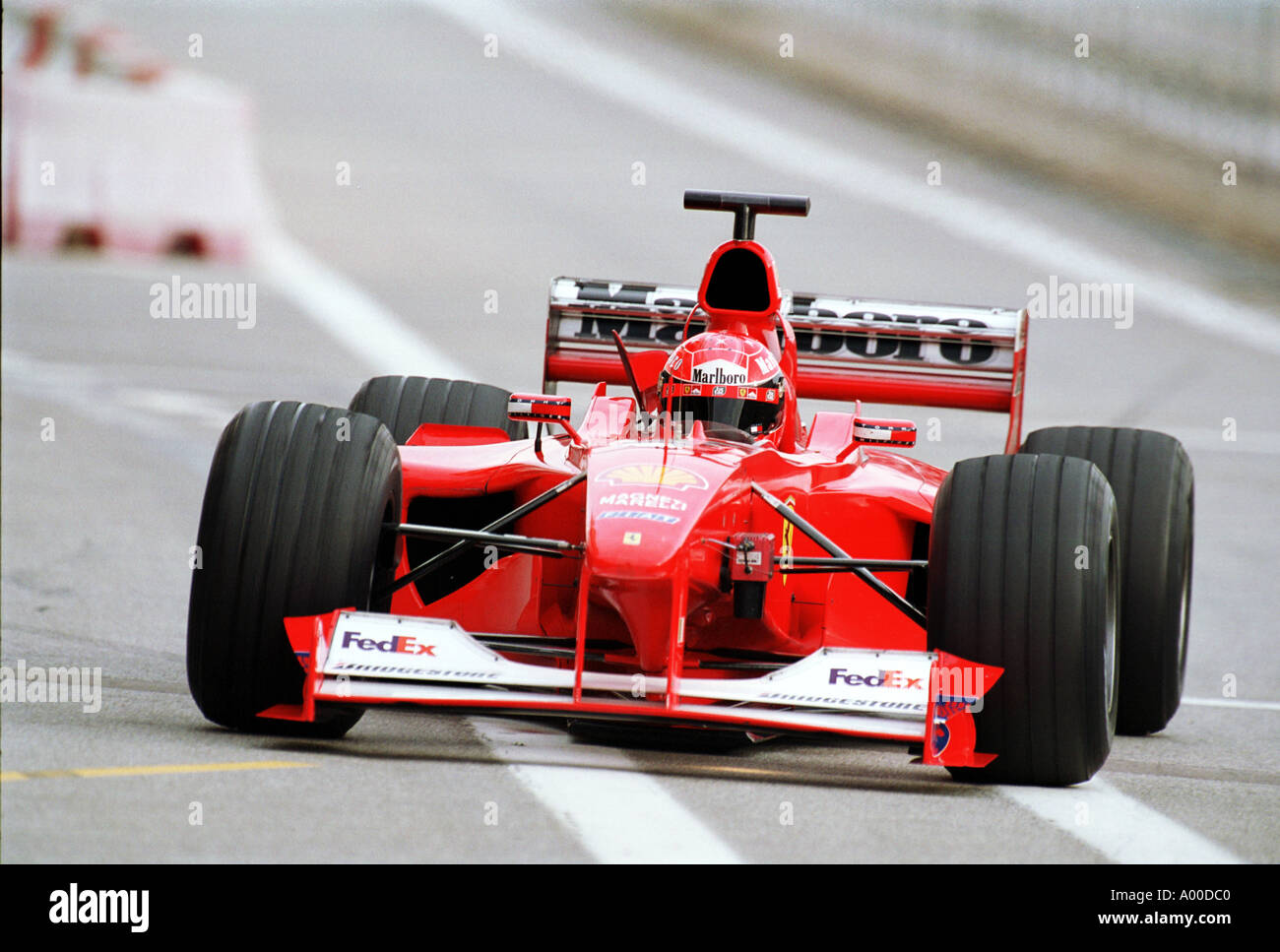 Michael Schumacher testing his Ferrari Formula 1 car in January 2001 Stock Photo