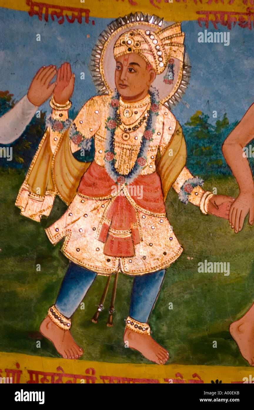 Mural paintings of an Indian gal in traditional clothes dancing during ...