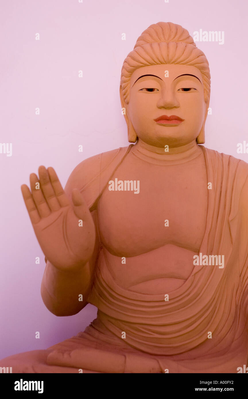 Stone Buddha statue in Chinese buddhist Temple Bodhgaya Bihar India