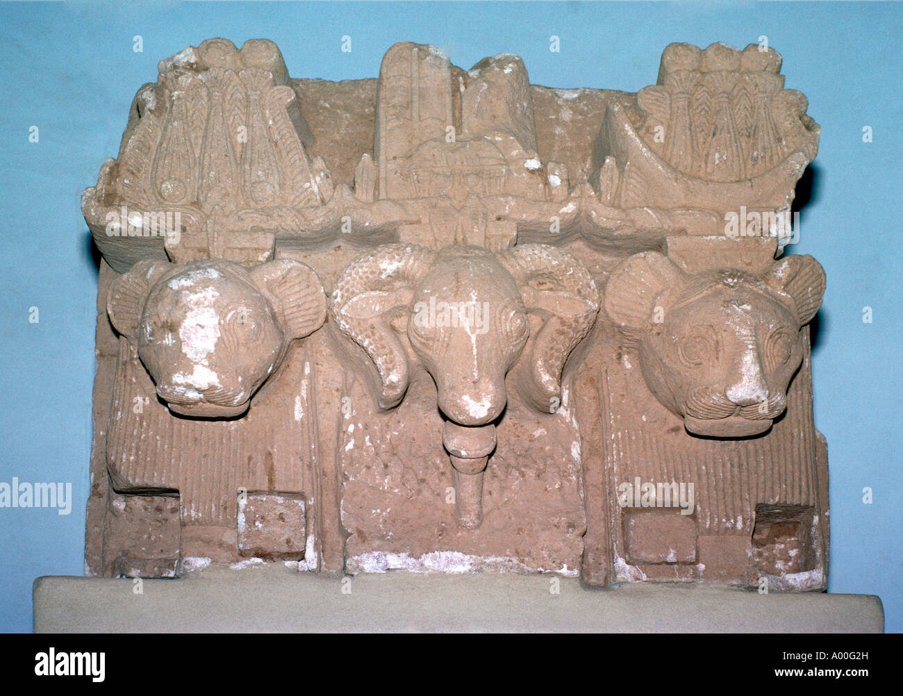 Khartoum Sudan National Museum God Amun in Centre with Gods Apedemak Either Side Stock Photo