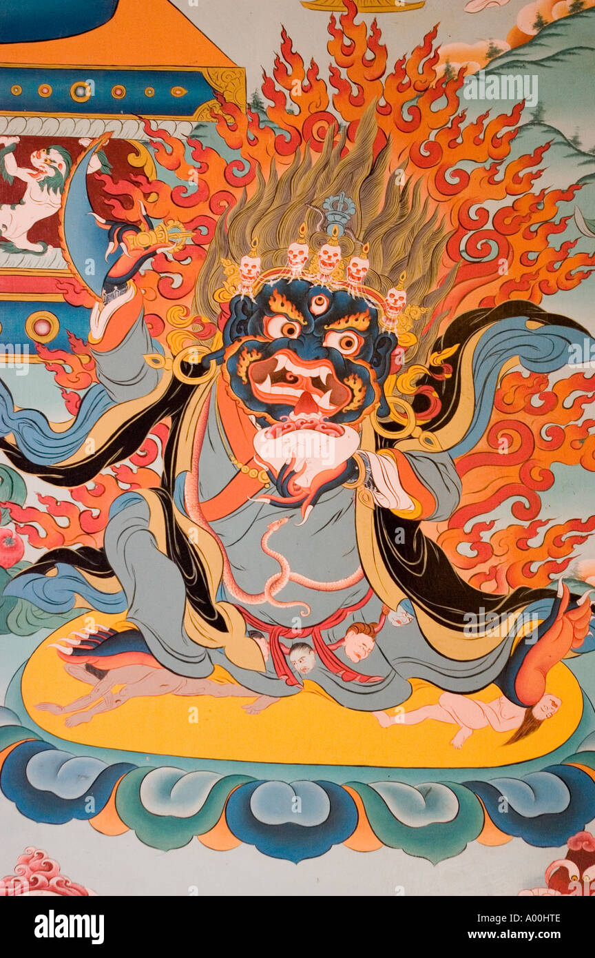 Mural Painting of main guardian of Kagyu lineago of Tibetan Buddhism ...