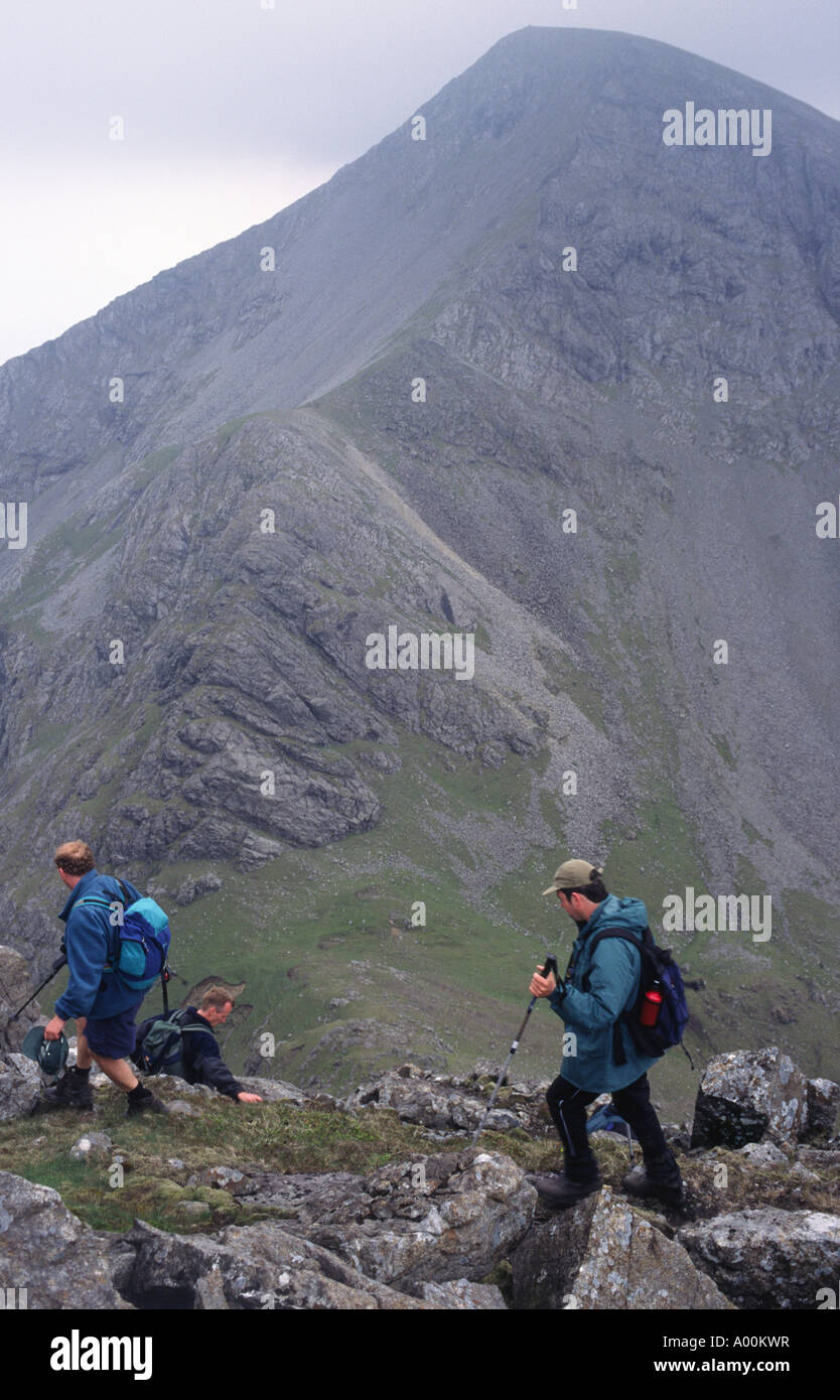 Hill walking Rum Inner Hebrides Scotland UK Stock Photo