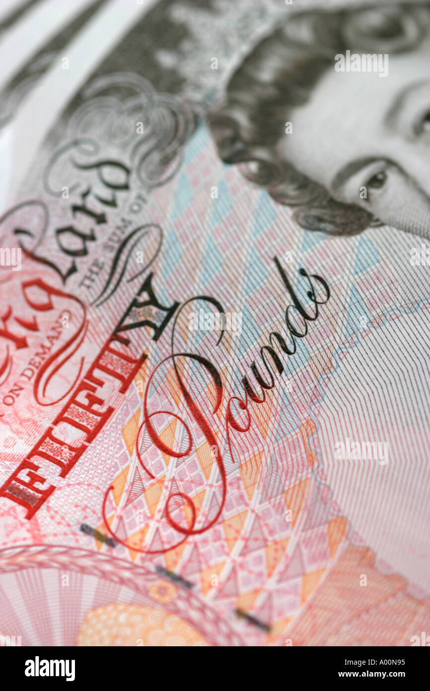 fifty pound notes UK 50 GBP Stock Photo