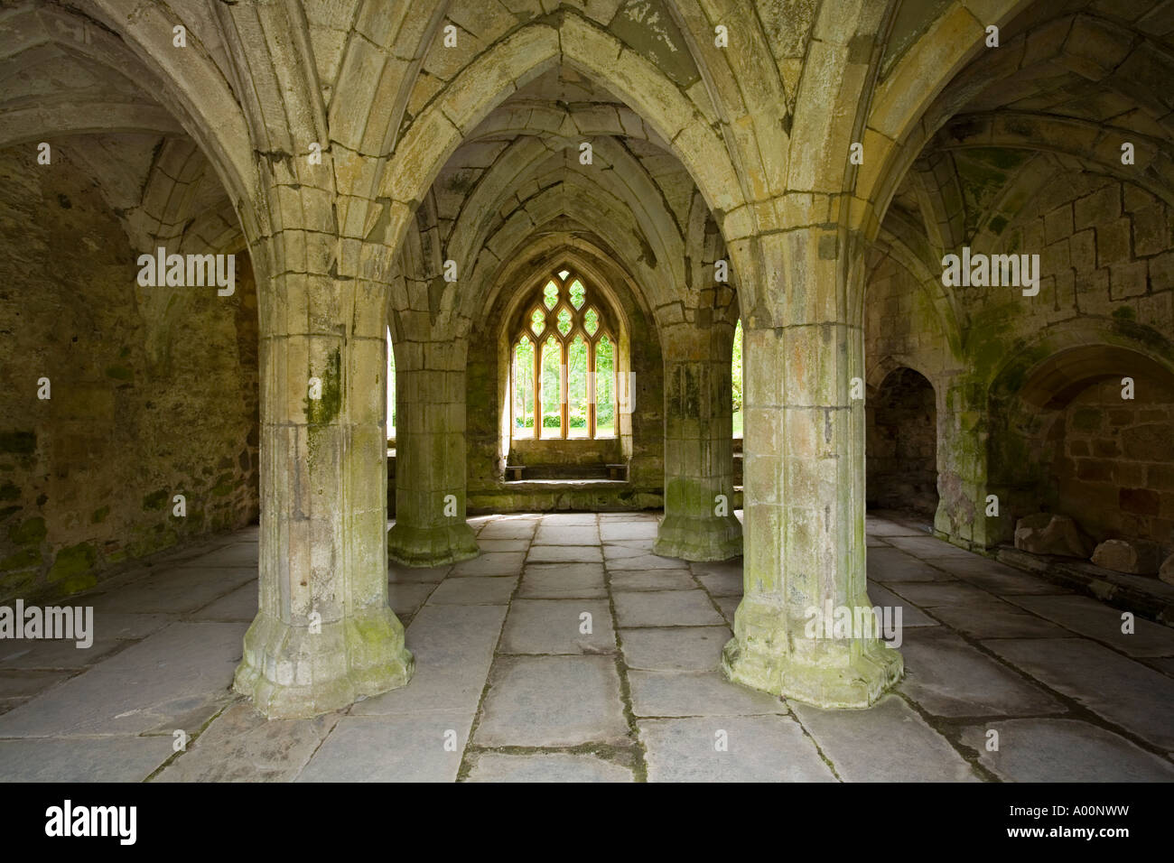 The Chapter House Valle Crucis Abbey Llangollen Wales UK Stock Photo