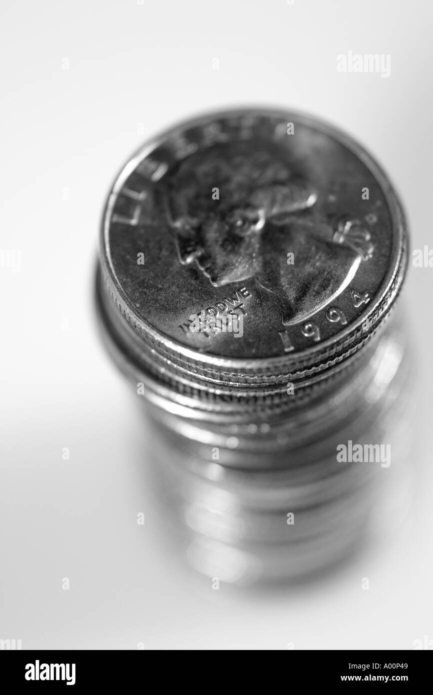 stack of us coins Stock Photo Alamy