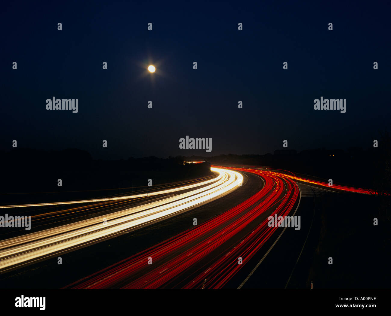 Crowded traffic on the move. M56 motorway Cheshire, England. Stock Photo