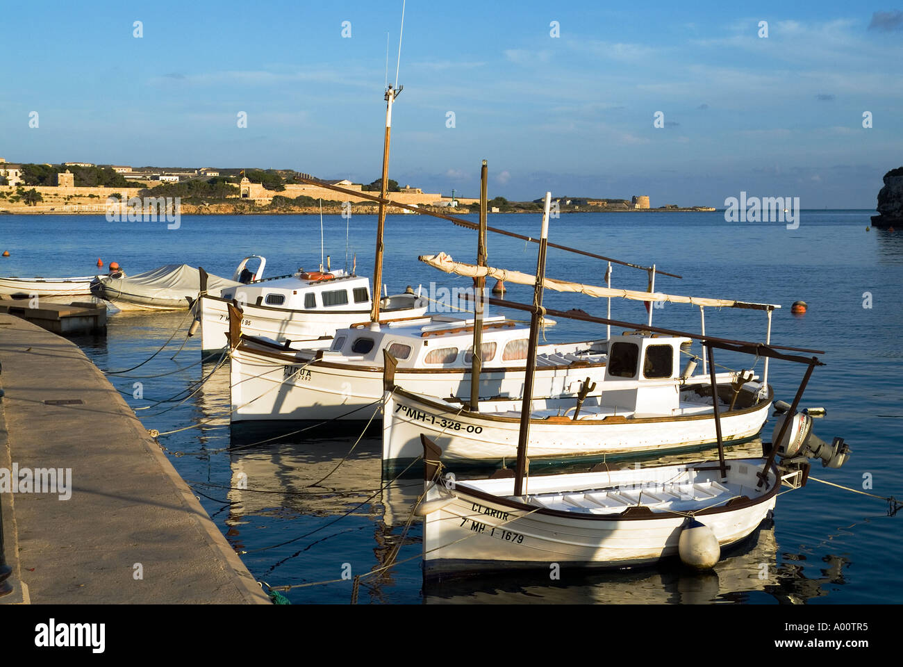 dh Cales Fonts ES CASTELL MENORCA Traditional Menorcan fishing and pleasure boats Stock Photo