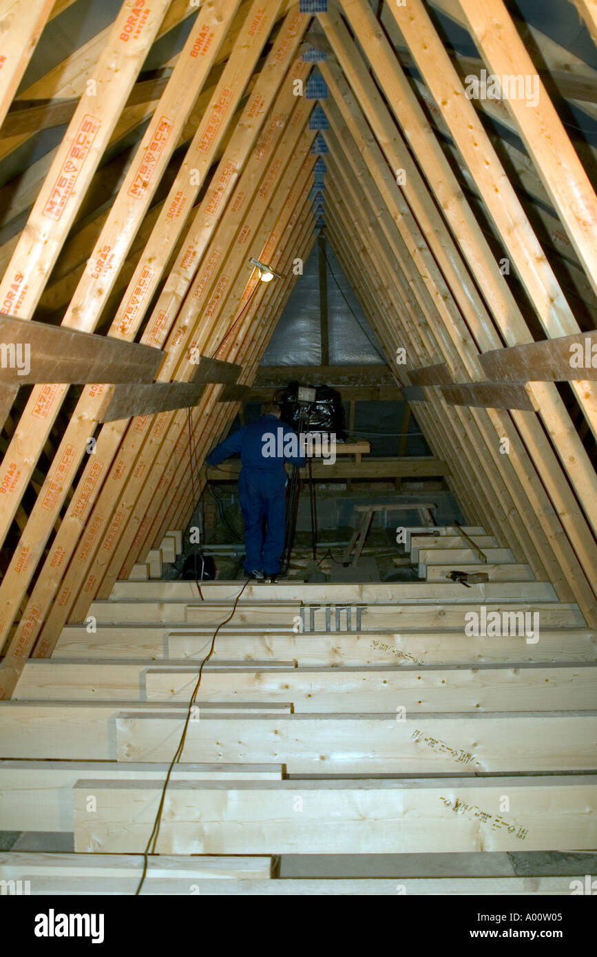 building work construction loft conversion Stock Photo - Alamy