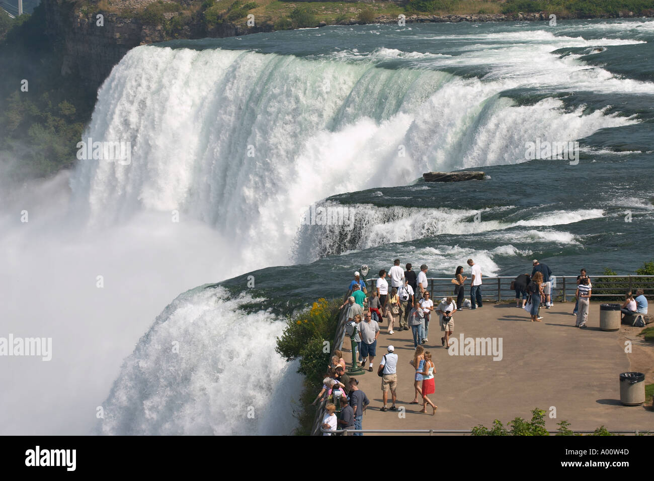 Viewing Niagara Falls from Luna Island Stock Photo