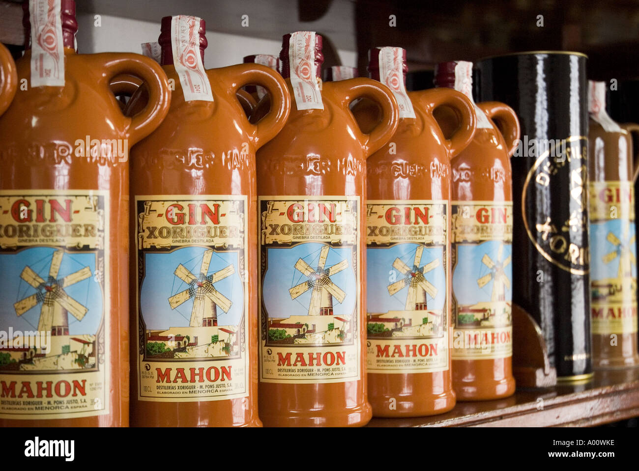 dh Xoriguer Gin Distillery MAHON MENORCA Xoriguer gin bottles on shop