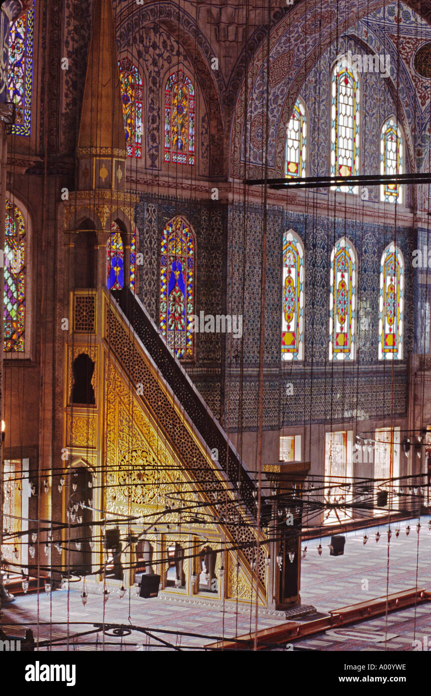 The Minbar stained glass windows of The Blue Mosque Sultanahmet Camii