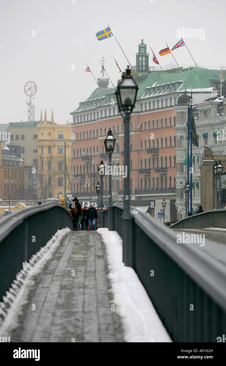 Stockholm city center in snow Stock Photo