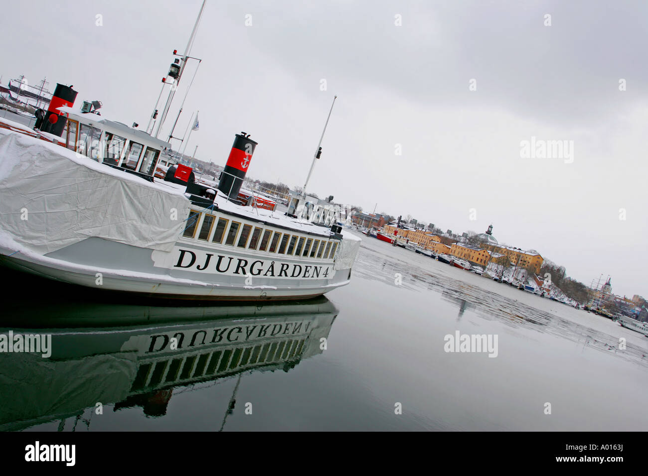 Local ferries in Stockholm city center Stock Photo