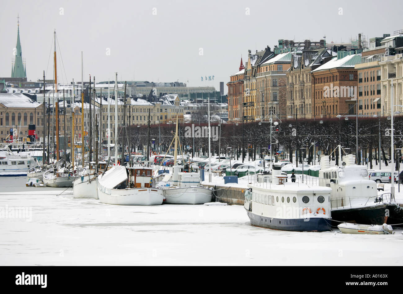 Local ferries in Stockholm city center Stock Photo